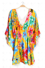 Load image into Gallery viewer, FLORAL PATTERN MINI COVER-UP DRESS YELLOW APPAREL
