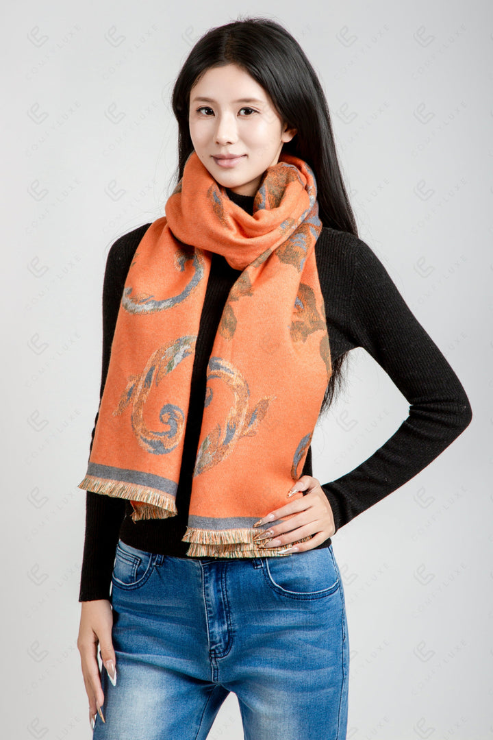 FLORAL PATTERN SCARF ORANGE SCARVES