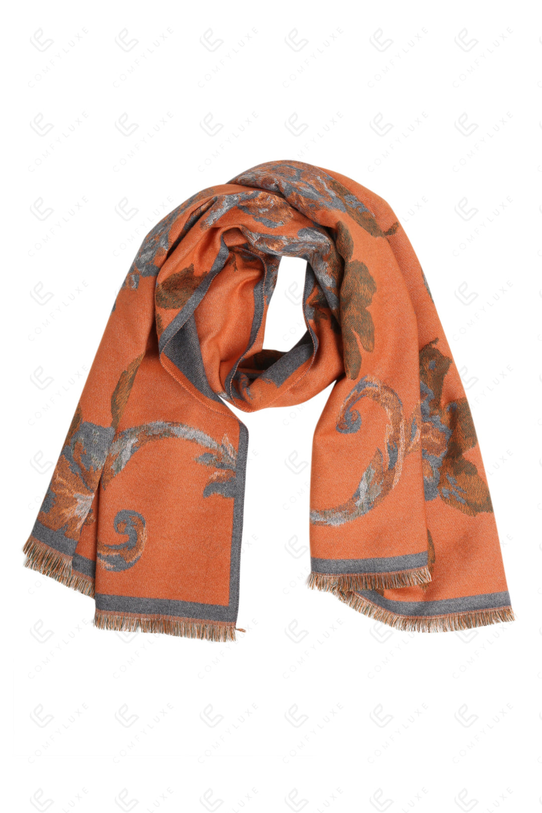 FLORAL PATTERN SCARF ORANGE SCARVES