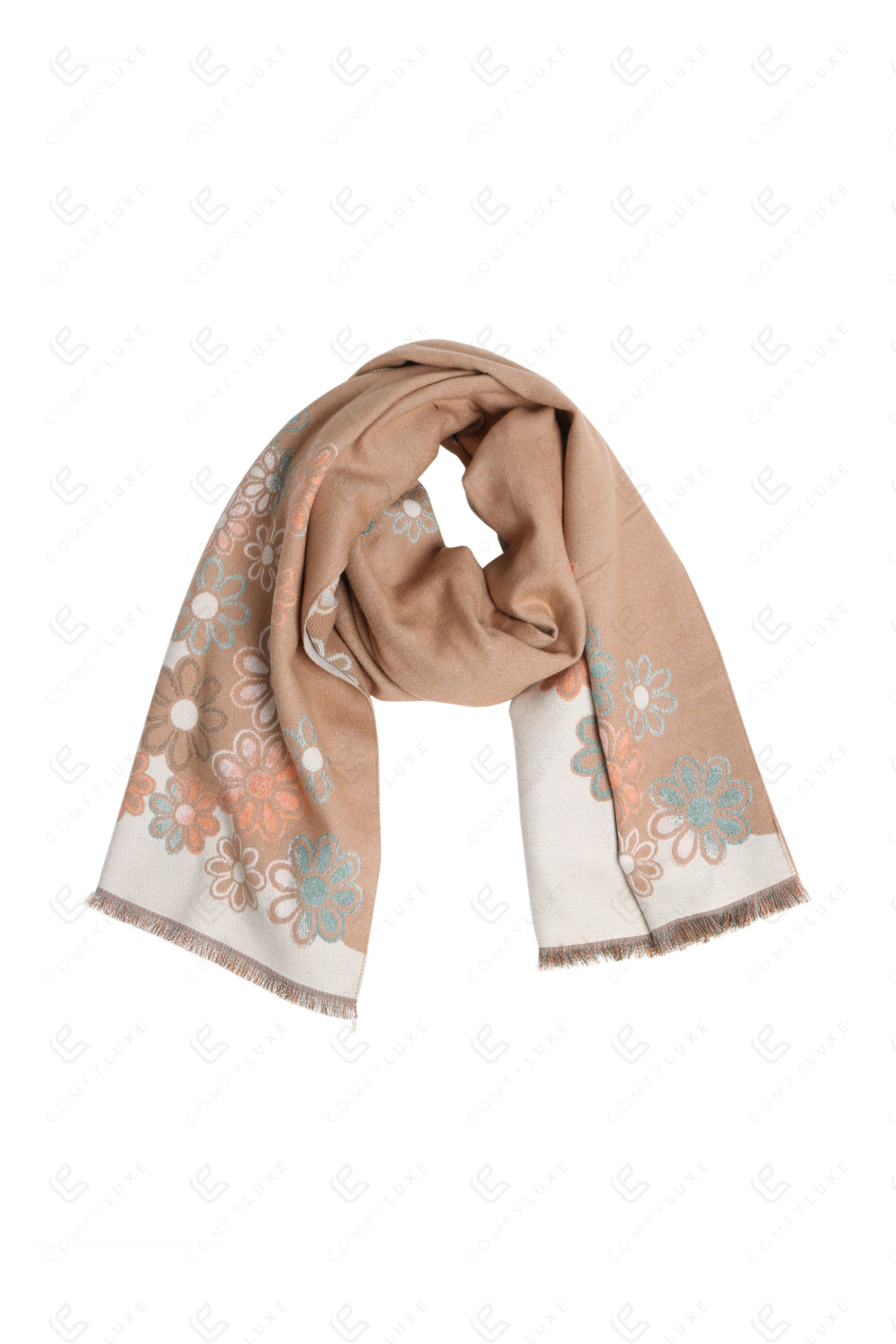 FLORAL PATTERN SCARF BEIGE SCARVES