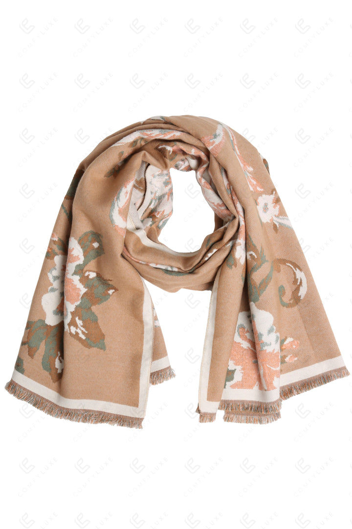 FLORAL PATTERN SCARF BEIGE SCARVES