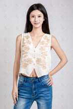 Load image into Gallery viewer, FLORAL PATTERN VEST BEIGE / S/M APPAREL
