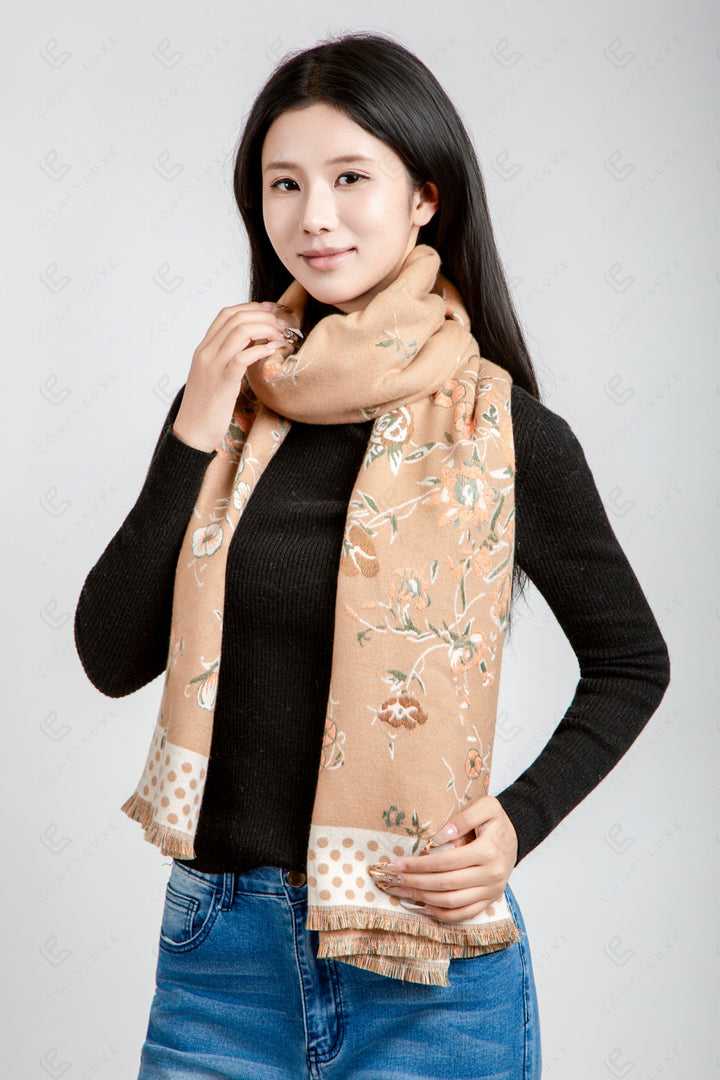 FLORAL &amp; POLKA DOT PATTERN SCARF SCARVES