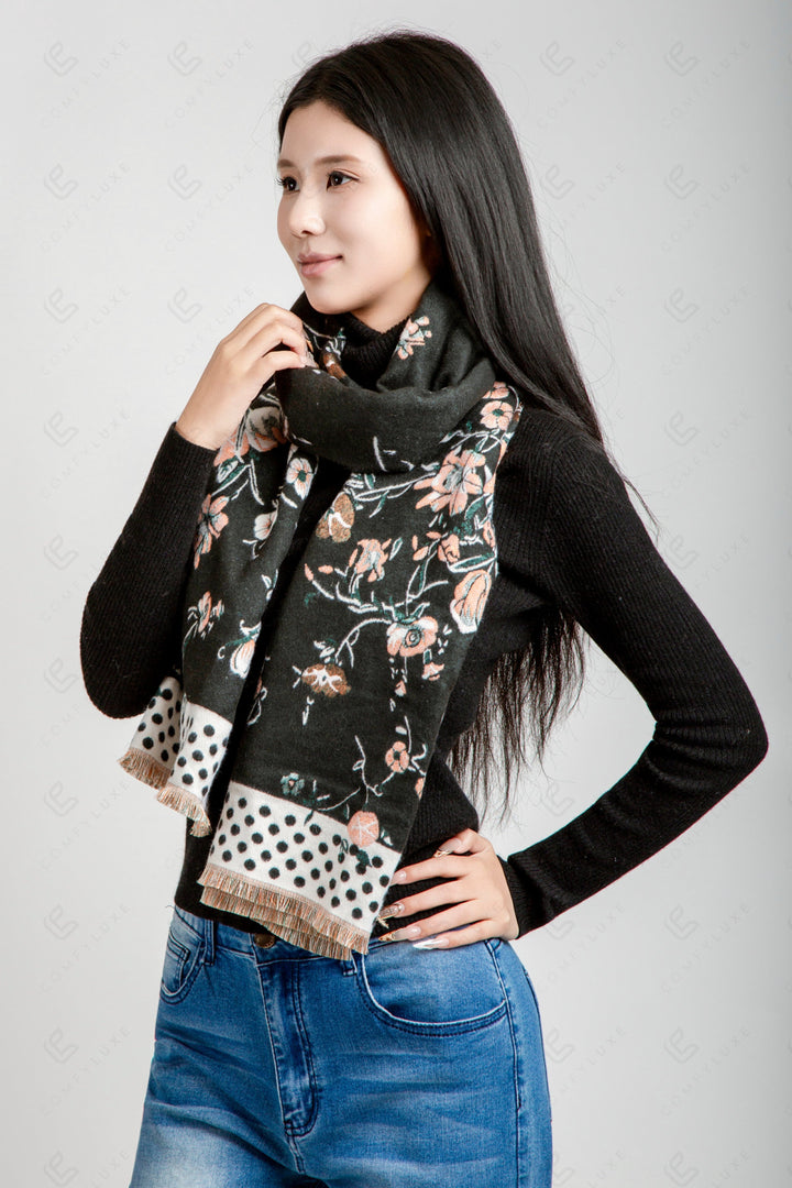 FLORAL &amp; POLKA DOT PATTERN SCARF SCARVES