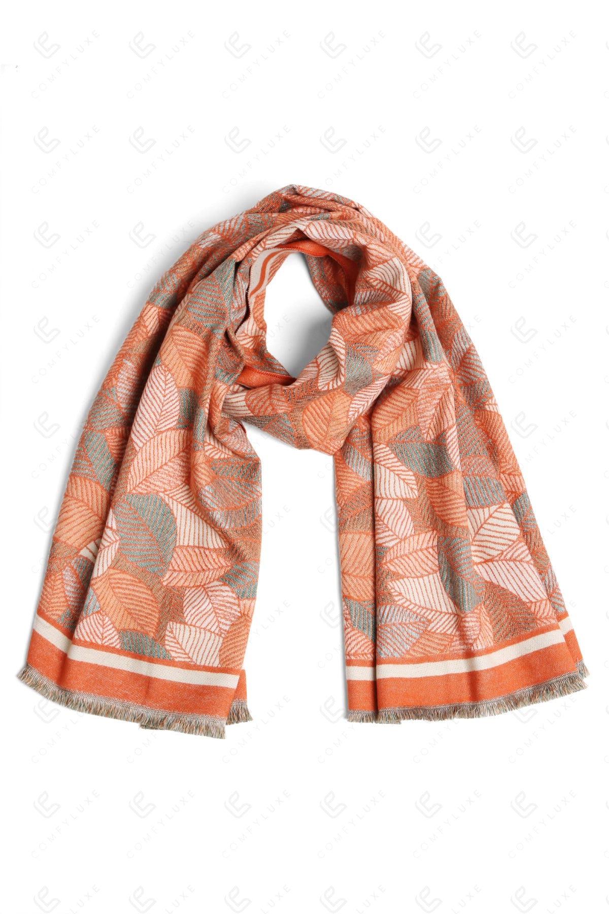 FOLIAGE PATTERN SCARF ORANGE SCARVES
