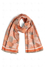 Load image into Gallery viewer, FOLIAGE PATTERN SCARF ORANGE SCARVES
