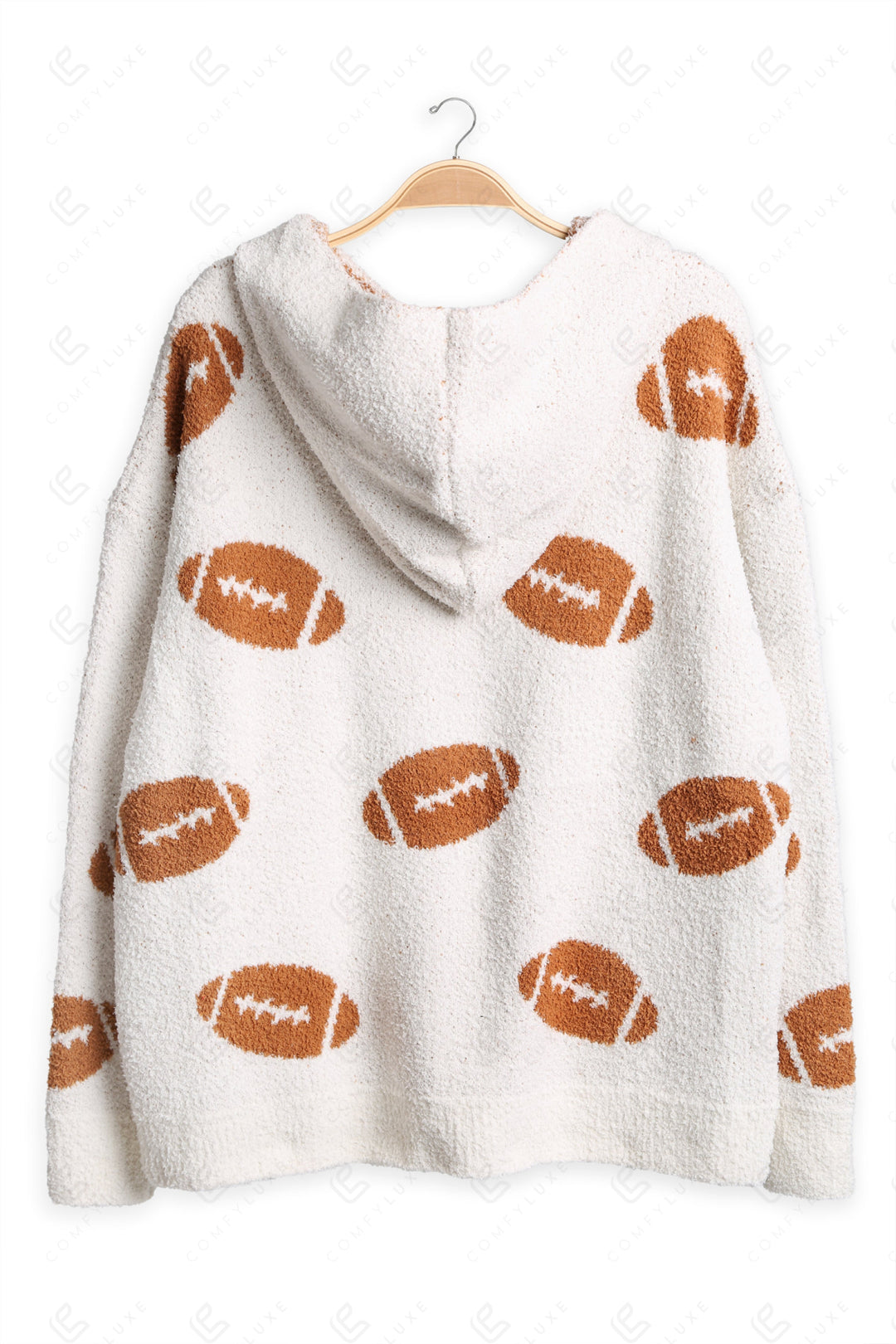 FOOTBALL PATTERN HOODIE BROWN APPAREL