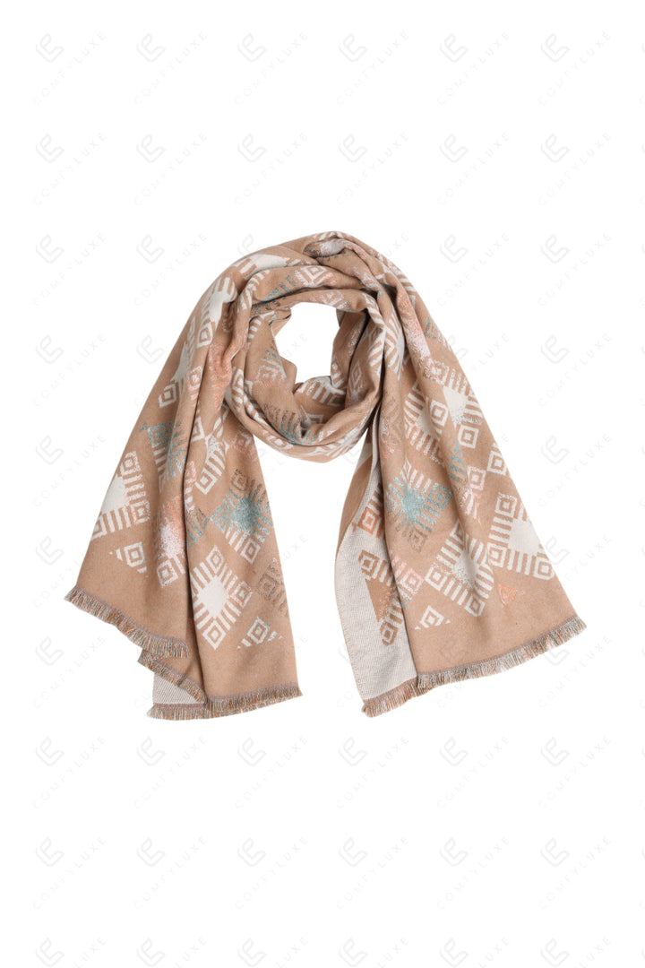 GEOMETRIC PATTERN SCARF BEIGE SCARVES