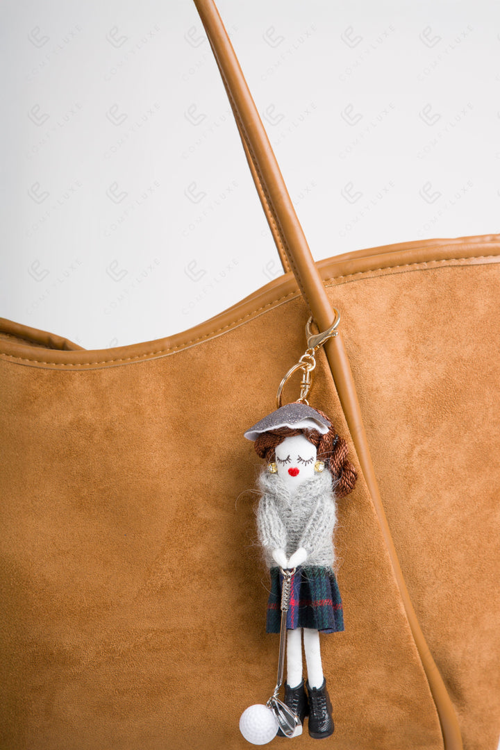 GOLFING DOLL KEYCHAIN/BAG CHARM GRAY KEYCHAINS