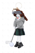 Load image into Gallery viewer, GOLFING DOLL KEYCHAIN/BAG CHARM GRAY KEYCHAINS
