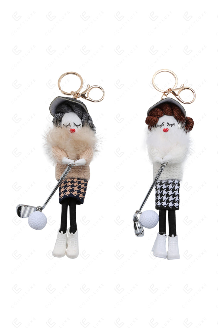 GOLFING DOLL KEYCHAIN/BAG CHARM KEYCHAINS