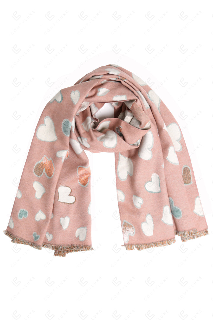 HEART PATTERN SCARF PINK SCARVES