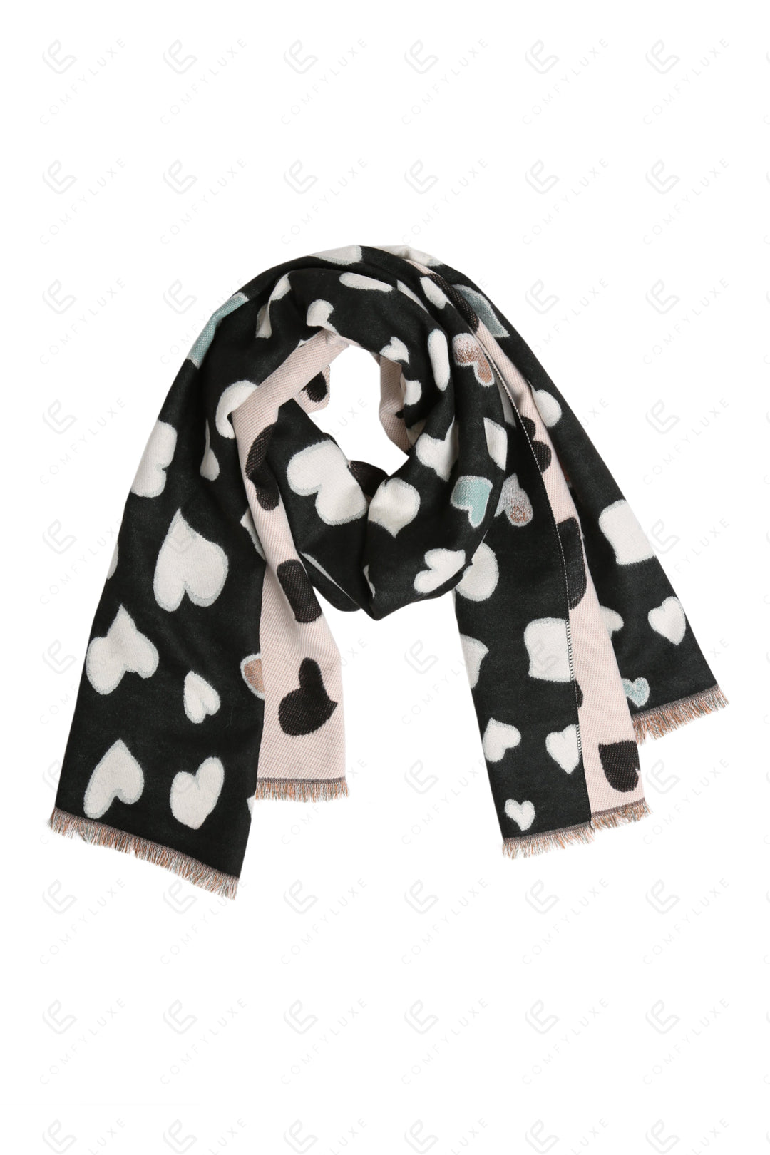 HEART PATTERN SCARF BLACK SCARVES