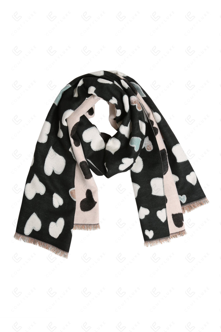 HEART PATTERN SCARF BLACK SCARVES