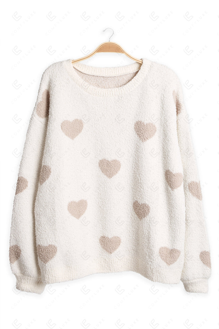 HEART PATTERN SWEATER BEIGE APPAREL