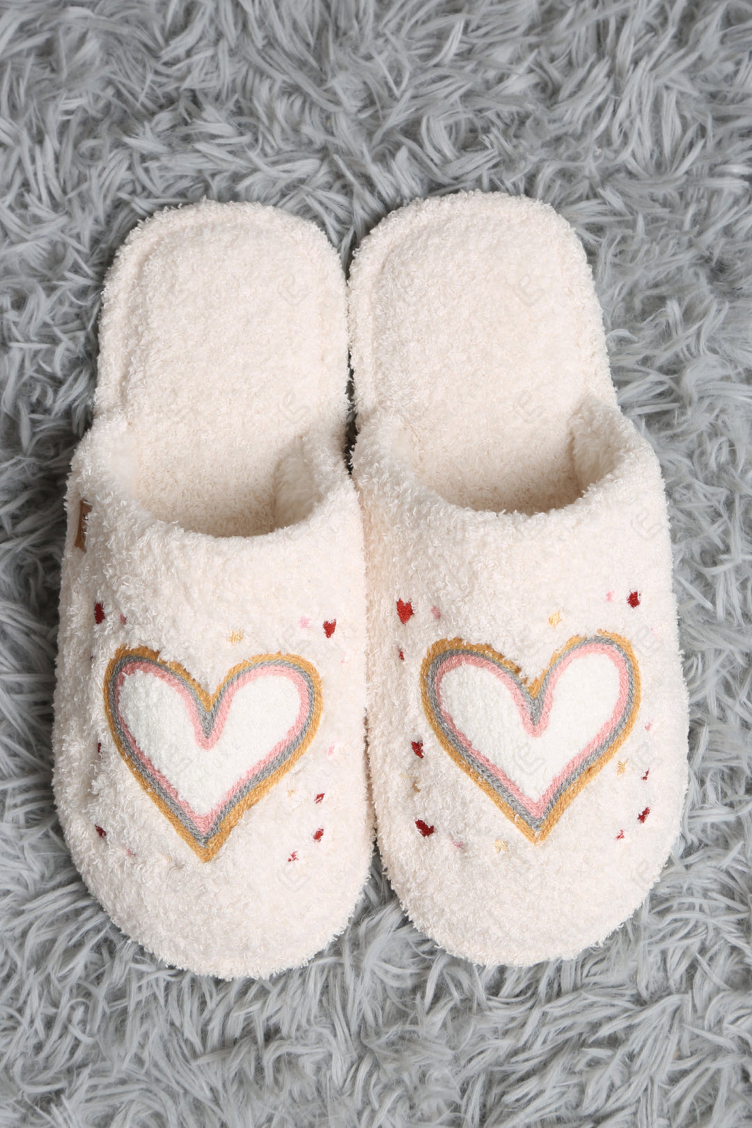 HEARTS &amp; STARS PATTERN SLIPPERS SLIPPERS/SLIDES