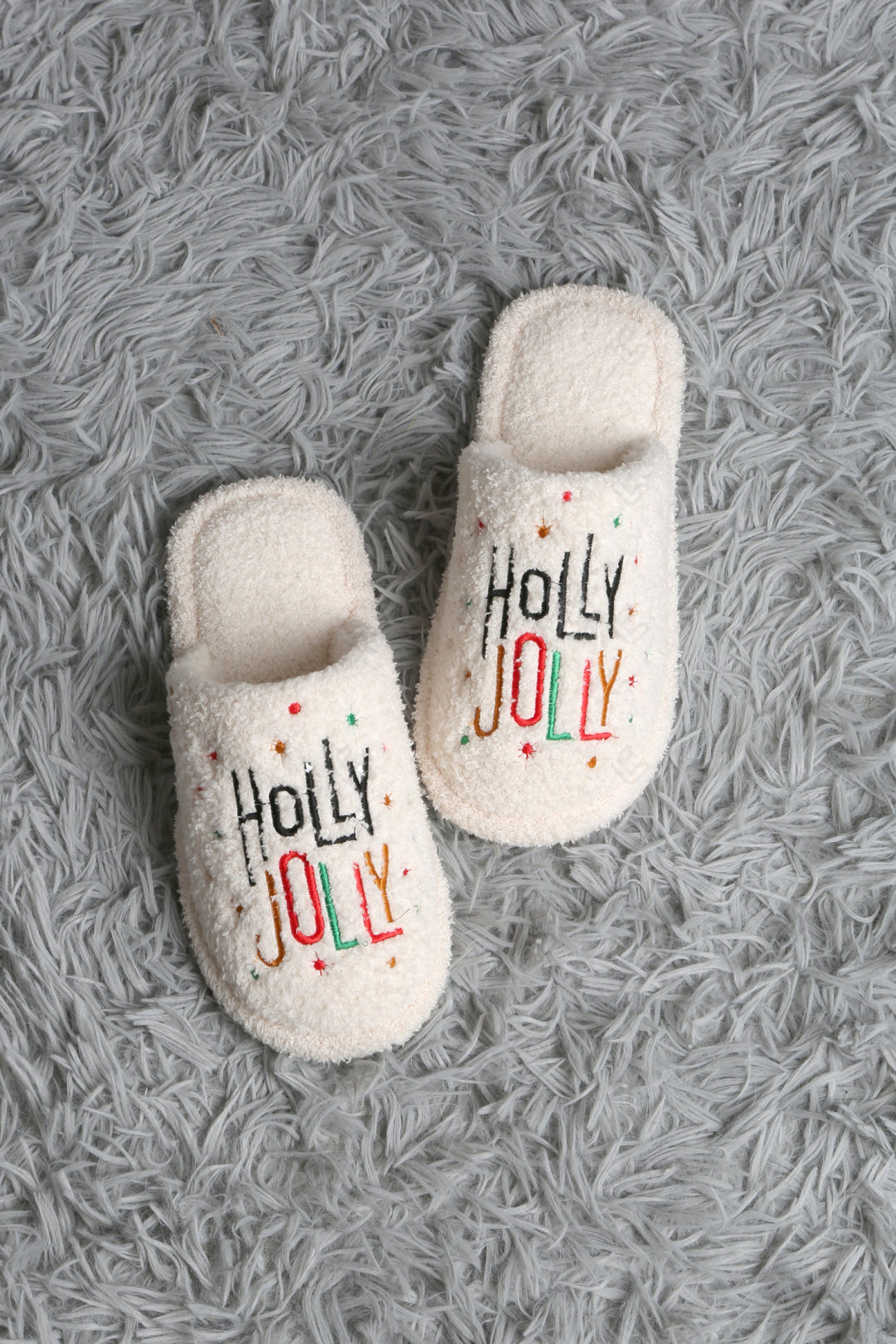 HOLLY JOLLY CHRISTMAS PATTERN SLIPPERS 03 / M/L SLIPPERS/SLIDES