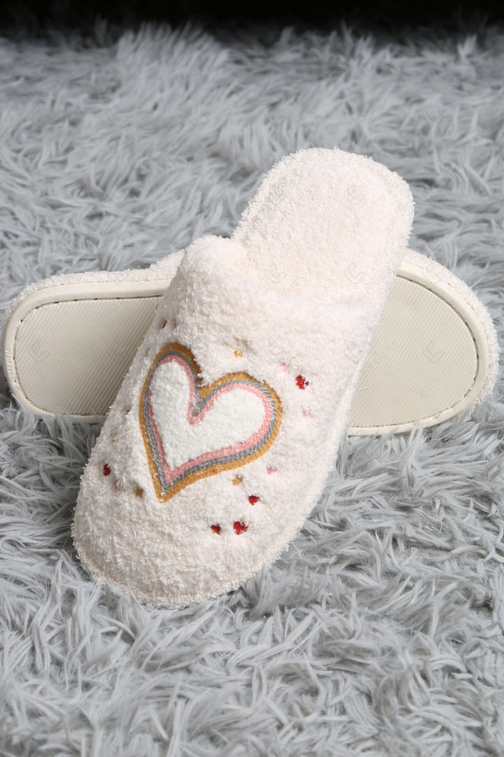 HOPE &amp; HEARTS PATTERN SLIPPERS SLIPPERS/SLIDES