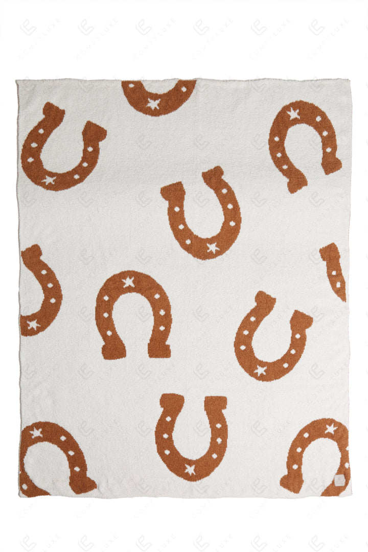 HORSESHOE PATTERN THROW BLANKET BROWN THROW BLANKETS