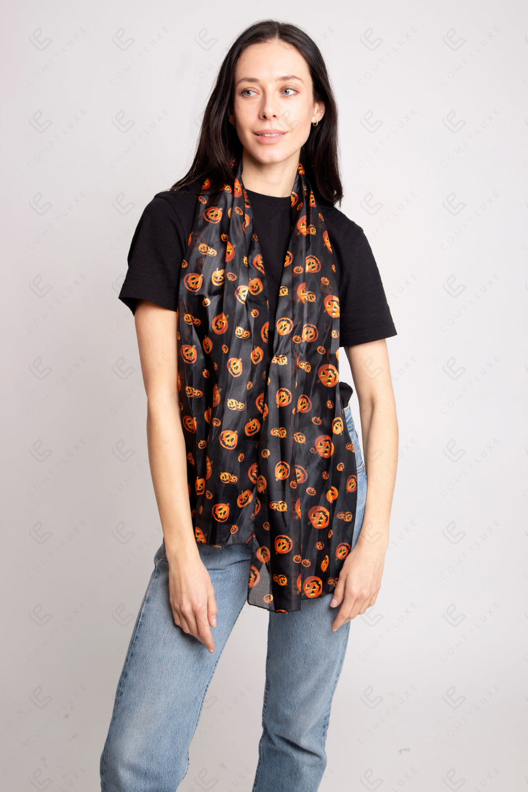 JACK-O-LANTERN PATTERN SCARF HALLOWEEN-PUMPKIN SCARVES