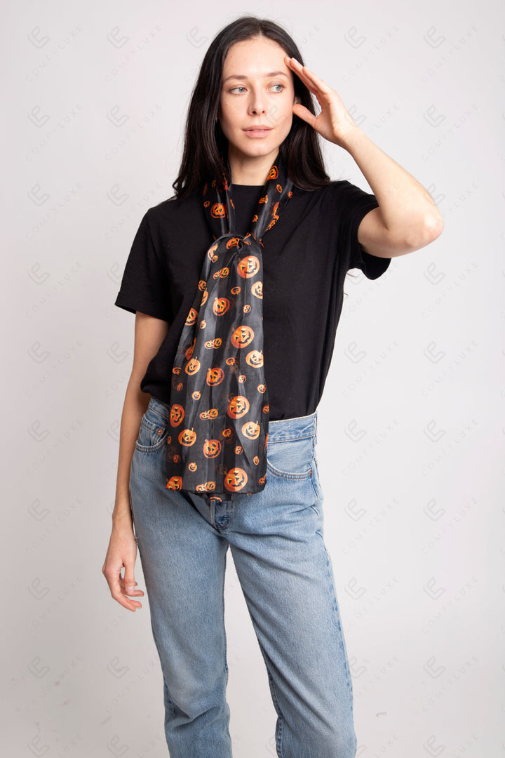 JACK-O-LANTERN PATTERN SCARF HALLOWEEN-PUMPKIN SCARVES