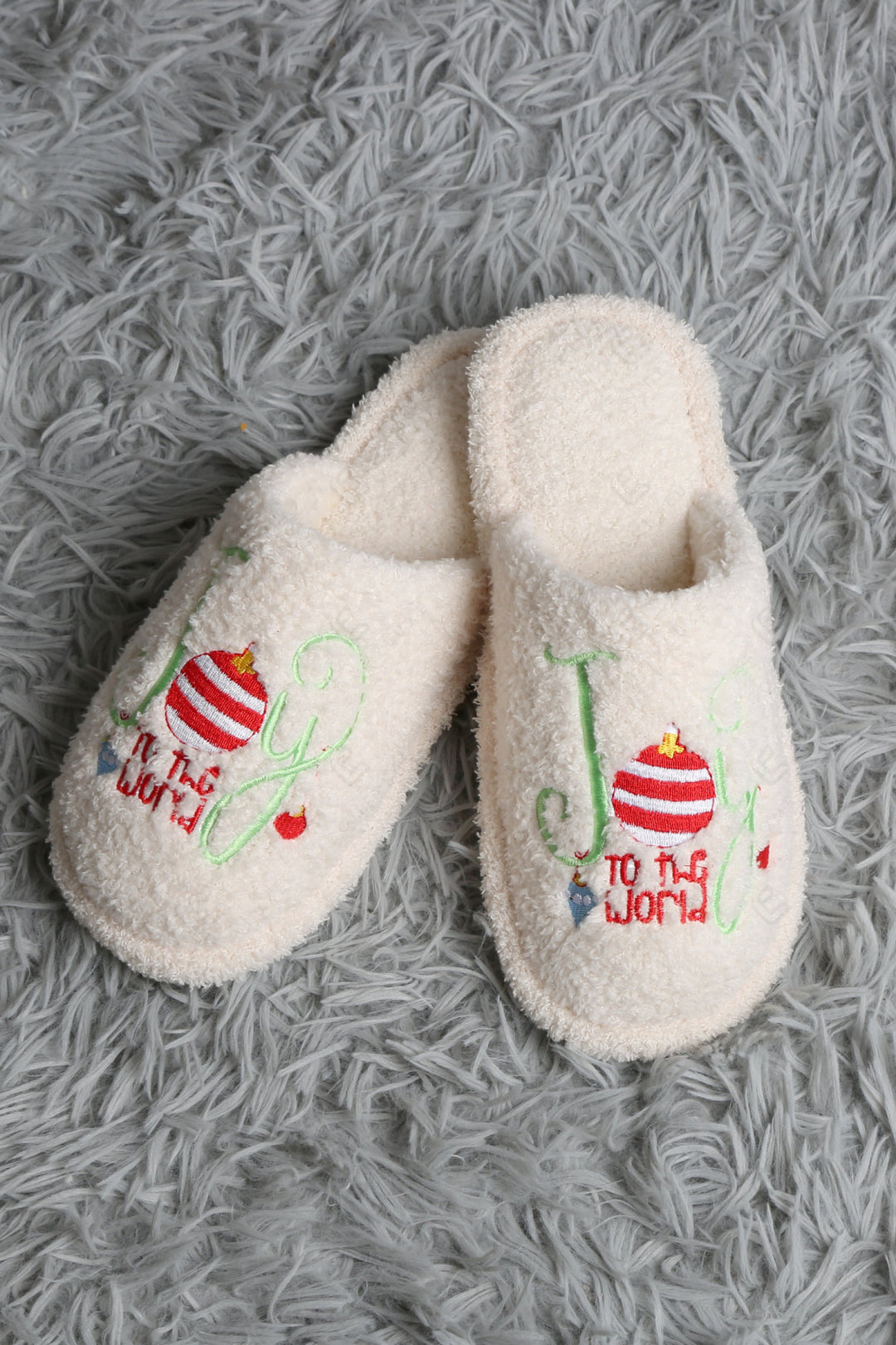 JOY &amp; ORNAMENT CHRISTMAS PATTERN SLIPPERS SLIPPERS/SLIDES
