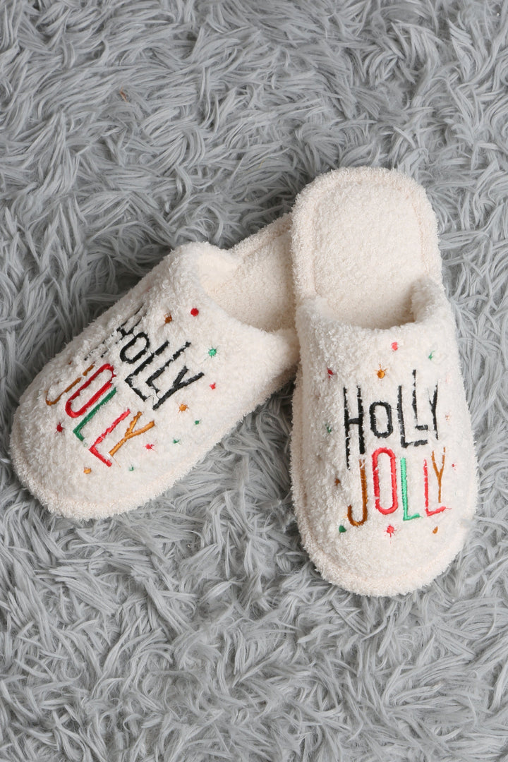JOY &amp; ORNAMENT CHRISTMAS PATTERN SLIPPERS SLIPPERS/SLIDES