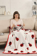Load image into Gallery viewer, LADYBUG PATTERN THROW BLANKET RED THROW BLANKETS

