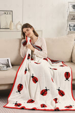 Load image into Gallery viewer, LADYBUG PATTERN THROW BLANKET RED THROW BLANKETS
