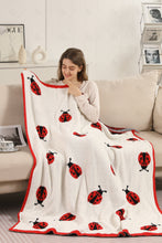 Load image into Gallery viewer, LADYBUG PATTERN THROW BLANKET RED THROW BLANKETS
