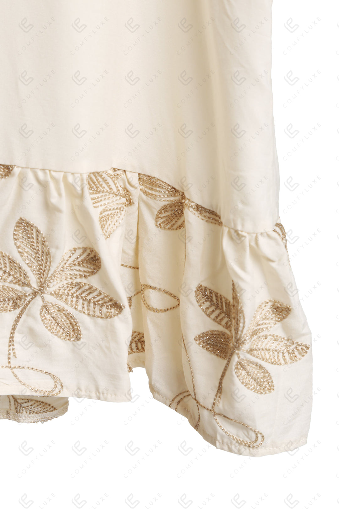 LEAF PATTERN EMBROIDERED COVER-UP DRESS APPAREL