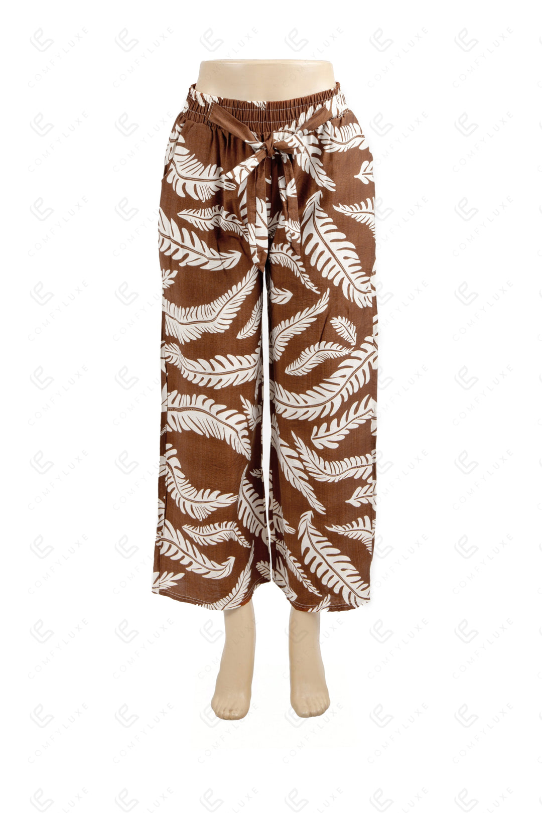 LEAF PATTERN PANTS BROWN APPAREL