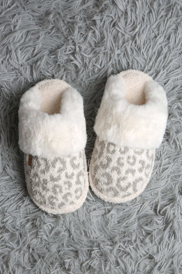 LEOPARD PATTERN MULE SLIPPERS GRAY / M/L SLIPPERS/SLIDES
