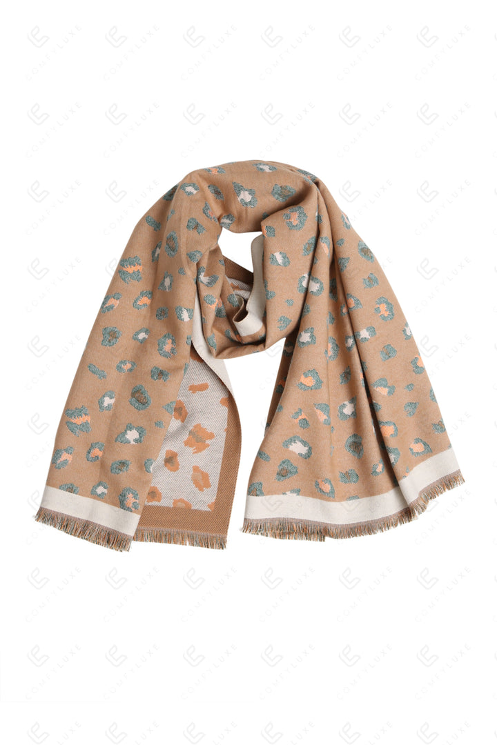 LEOPARD PATTERN SCARF BEIGE SCARVES