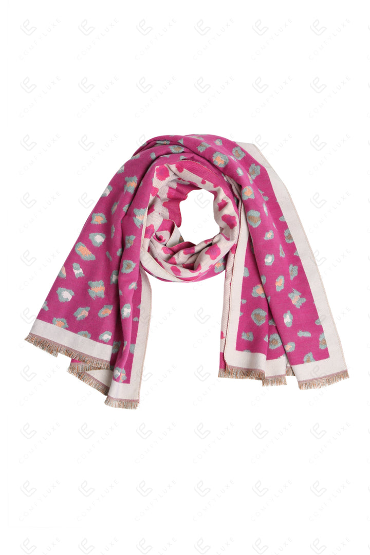 LEOPARD PATTERN SCARF FUCHSIA SCARVES