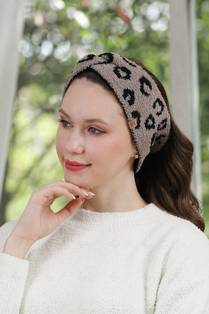 LEOPARD PATTERN TWIST KNOT HEADBAND HEADWEAR