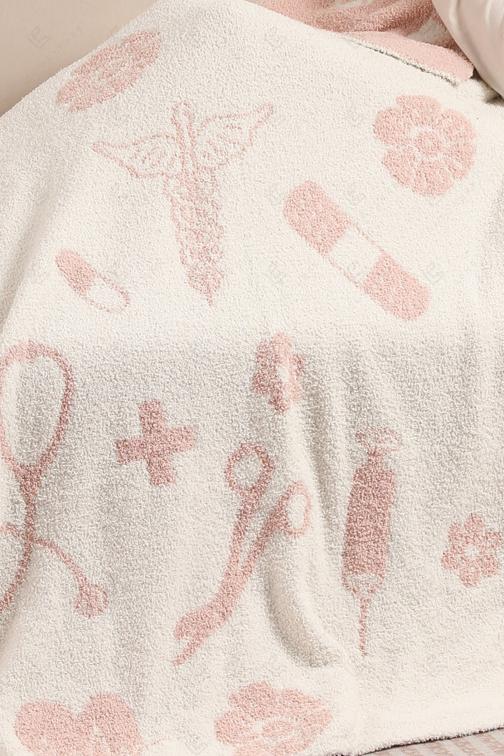 HOSPITAL PATTERN THROW BLANKET PINK THROW BLANKETS