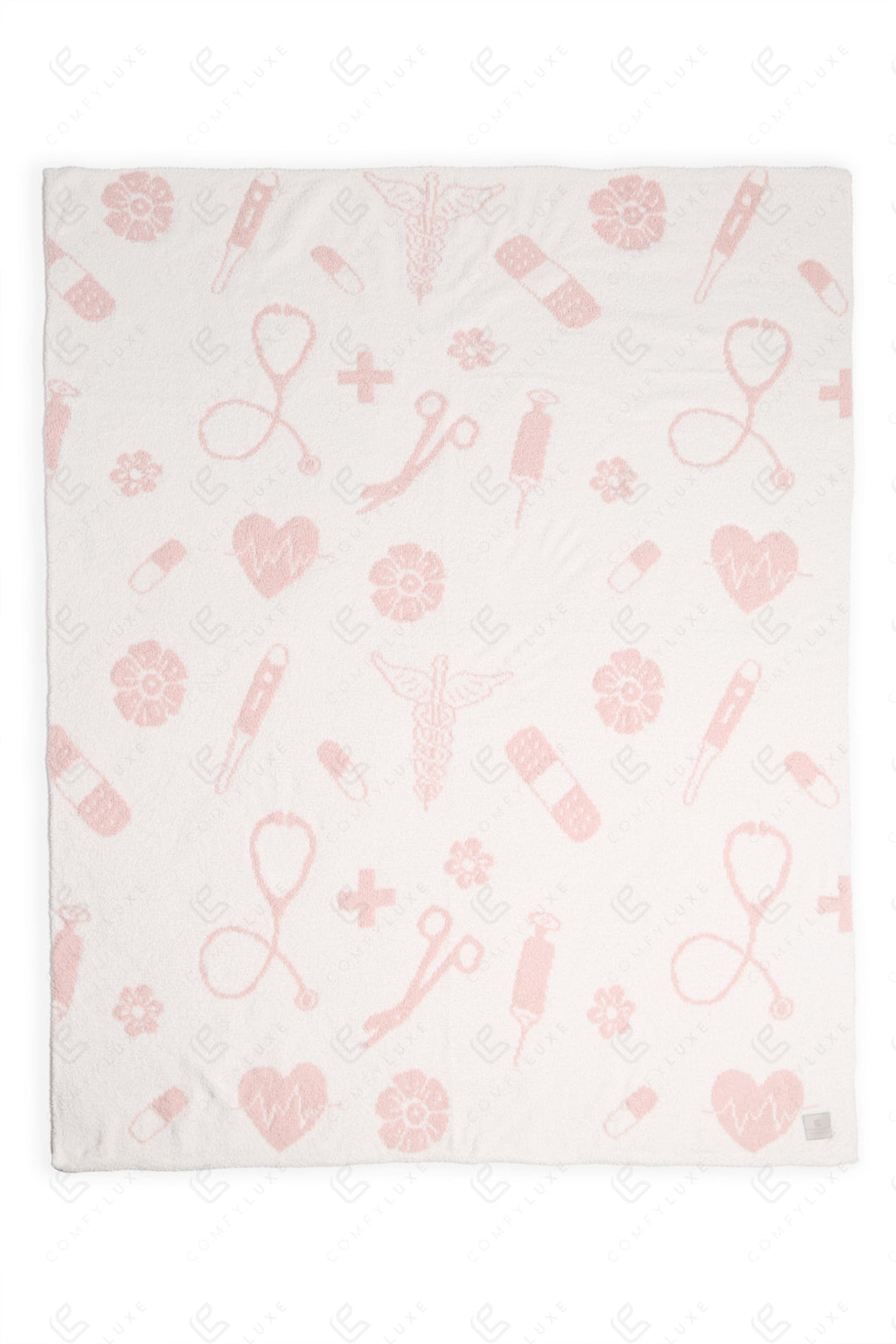 HOPSITAL PATTERN THROW BLANKET PINK THROW BLANKETS