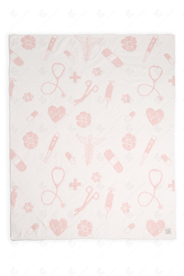 HOPSITAL PATTERN THROW BLANKET PINK THROW BLANKETS