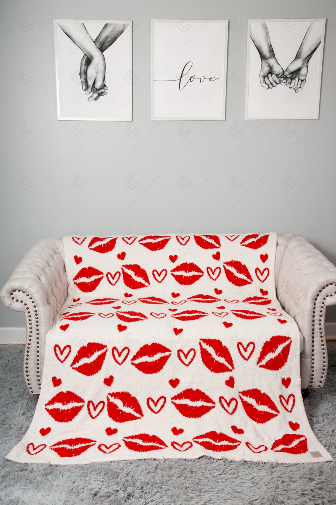 MIXED HEART PATTERN THROW BLANKET LIPS THROW BLANKETS