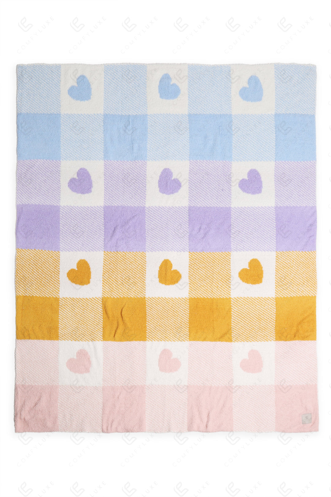 MULTI-COLORED CHECKERED &amp; HEART PATTERN THROW BLANKET MULTI THROW BLANKETS