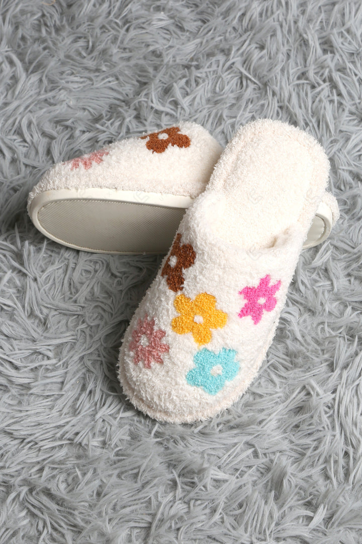 MULTI-COLORED FLORAL PATTERN SLIPPERS SLIPPERS/SLIDES