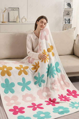 MULTI-COLORED FLORAL PATTERN THROW BLANKET MULTI THROW BLANKETS