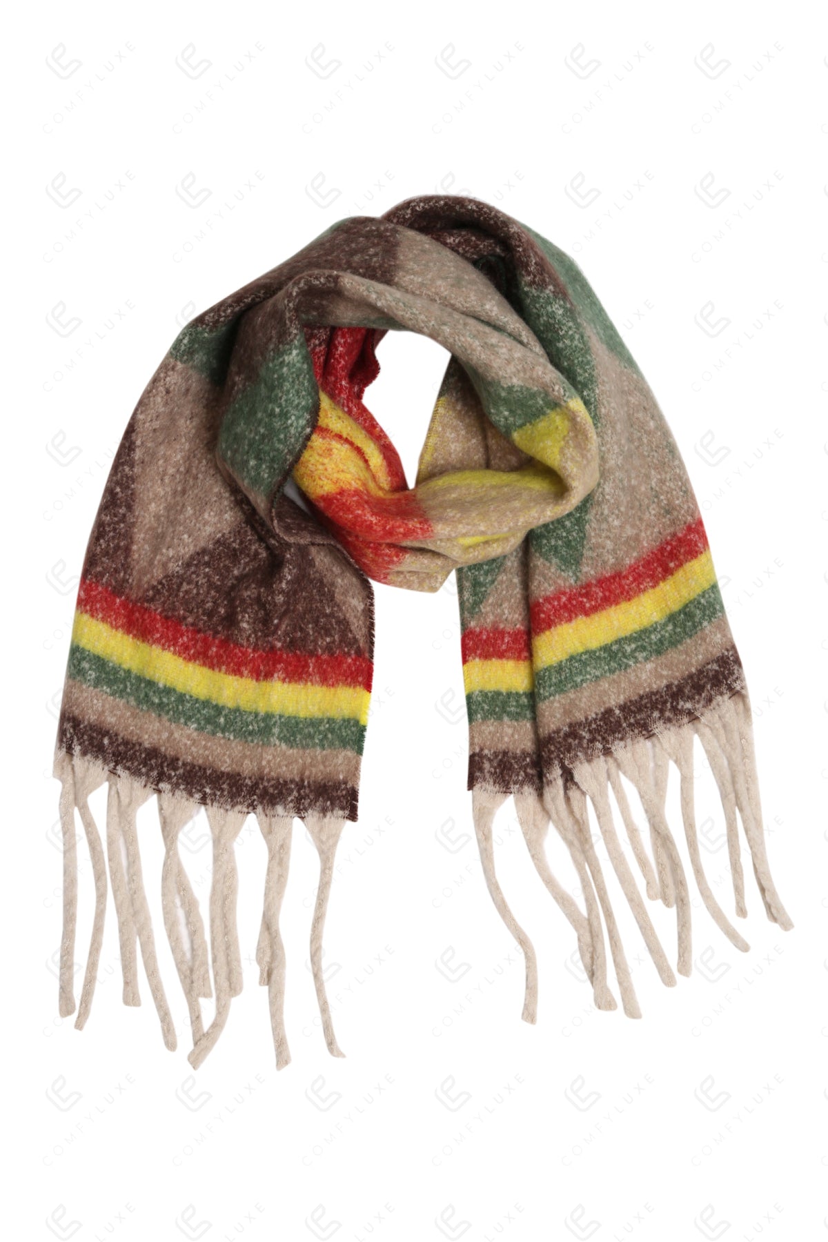 MULTI-COLORED GEOMETRIC PATTERN SCARF SCARVES