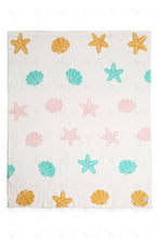 Load image into Gallery viewer, MULTI-COLORED SEASHELL &amp; STARFISH PATTERN THROW BLANKET SEA THROW BLANKETS
