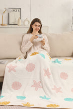 Load image into Gallery viewer, MULTI-COLORED SEASHELL &amp; STARFISH PATTERN THROW BLANKET SEA THROW BLANKETS
