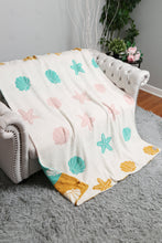 Load image into Gallery viewer, MULTI-COLORED SEASHELL &amp; STARFISH PATTERN THROW BLANKET SEA THROW BLANKETS
