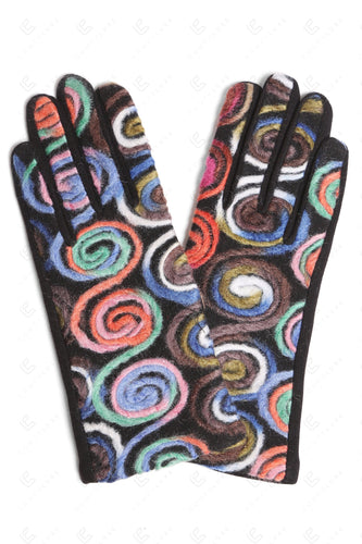 MULTI-COLORED SWIRL PATTERN GLOVES GLOVES