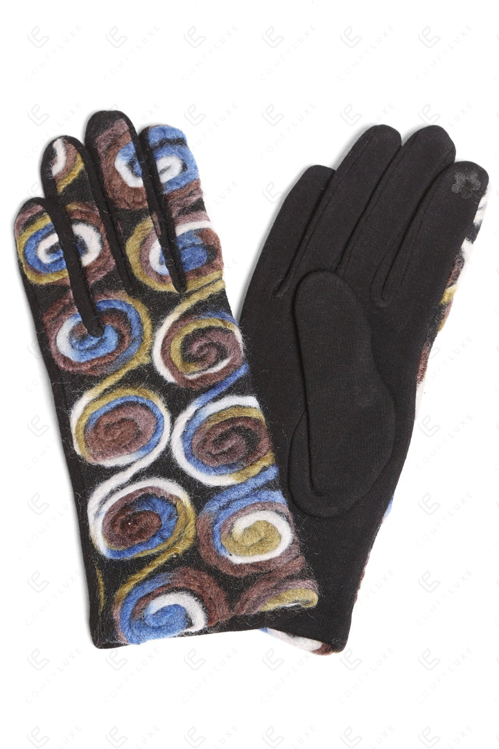 MULTI-COLORED SWIRL PATTERN GLOVES GLOVES
