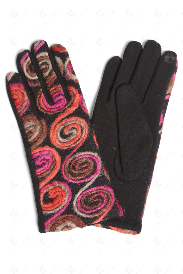 MULTI-COLORED SWIRL PATTERN GLOVES GLOVES